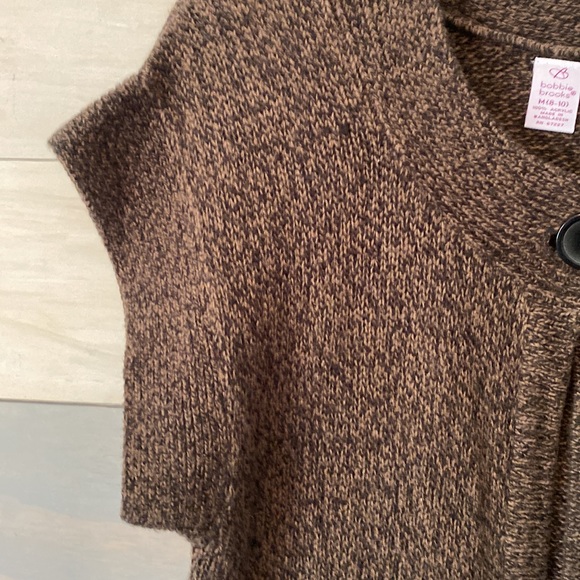 Bobbie Brooks medium cap sleeve one button sweater vest. Black and brown tweed. - Picture 3 of 4